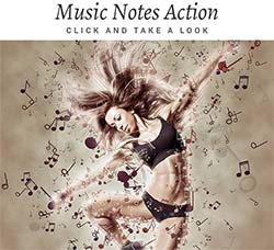 极品PS动作－音符散射(2016新版)：Music Notes Action